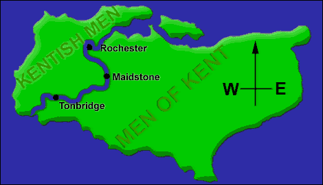 Map depicting Men of Kent and Kentish Men