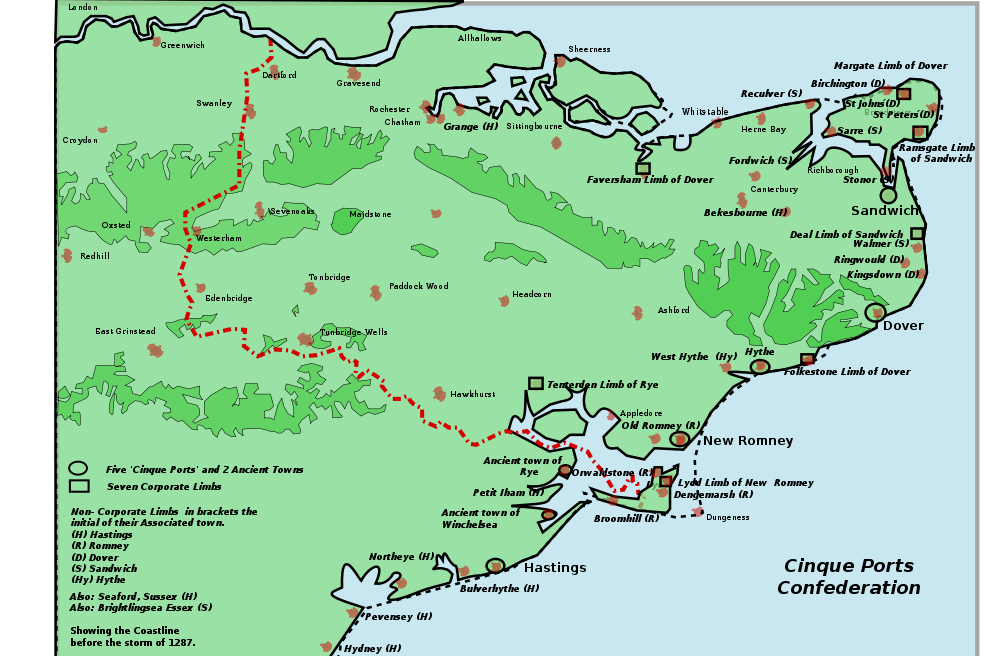 map of ancient Kent_Cinque_Ports